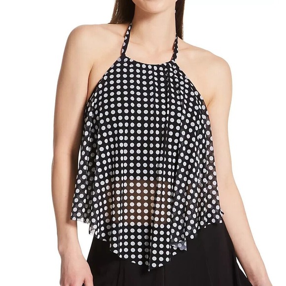 Women's Coco Reef Riviera Dot Mesh Tankini Swim Top Black Size 38DD NWT - Picture 6 of 6